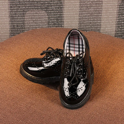 New Children Leather Shoes Children's Shoes Lace Up Fashion Girls' Patent Leather Single Leather Shoes Boys' Leather Shoes Kids