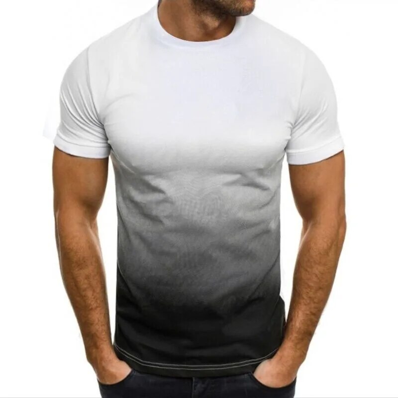 Summer Color Gradual Change Casual Men's T-Shirt 3D Fashion Print Men's Street Top Short Sleeve Oversize