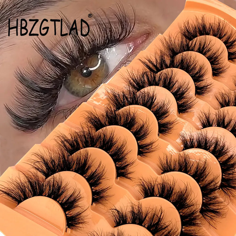 Mink Lashes Fluffy Cat Eye Lashes Wispy 6D Volume False Eyelashes that Look Like Extensions Thick Soft Curly Fake Lashes 9 Pairs
