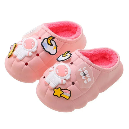 New Winter Child Cotton Slippers Boys Girls Non-slip Warm Cartoon Shoes Kids Home Wrap Root Heel Slipper Baby Outdoor Plush Shoe