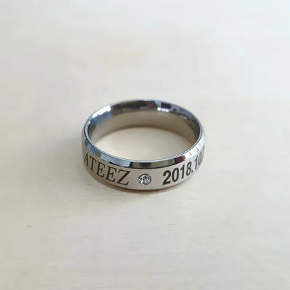 Kpop ATEEZ Hongjoong Seonghwa Mingi Crystal Rings For Women Men Jewelry Stainless Steel Anillos Mujer