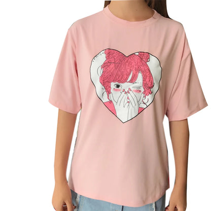 2023 Summer New Fashion Cute Character Printed All Match Cotton Short Sleeve Female T-shirts