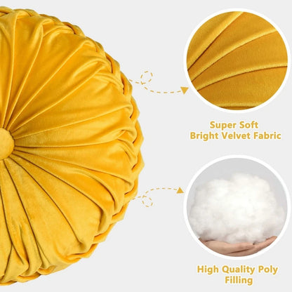 Inyahome Throw Pillow for Couch Decorative 3D Pumpkin Vehicle Wheel Round Velvet Cushion for Sofa Bed Chair Floor Coussin Canapé