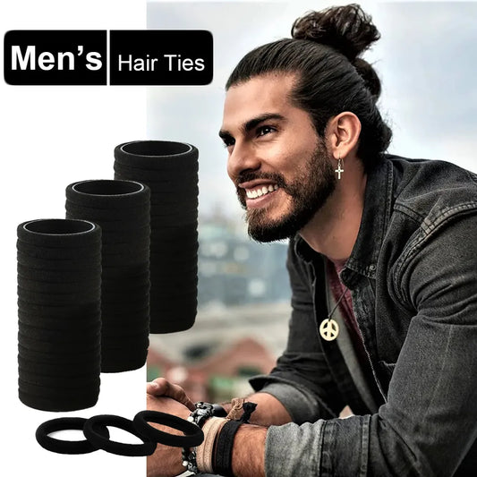 6/20/45pcs Black Hair Ties for Men Thick Curly Hair Bulk Hair Ties Ponytail Holders Hair Elastics Bands Sport Hair Accessories