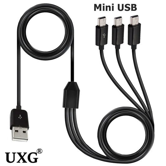 1M USB A Male 1 to 3 Mini USB 5pin 3 in 1 mini usb data charger cable 1meter Fast Charging Mini USB Y Splitter Cable