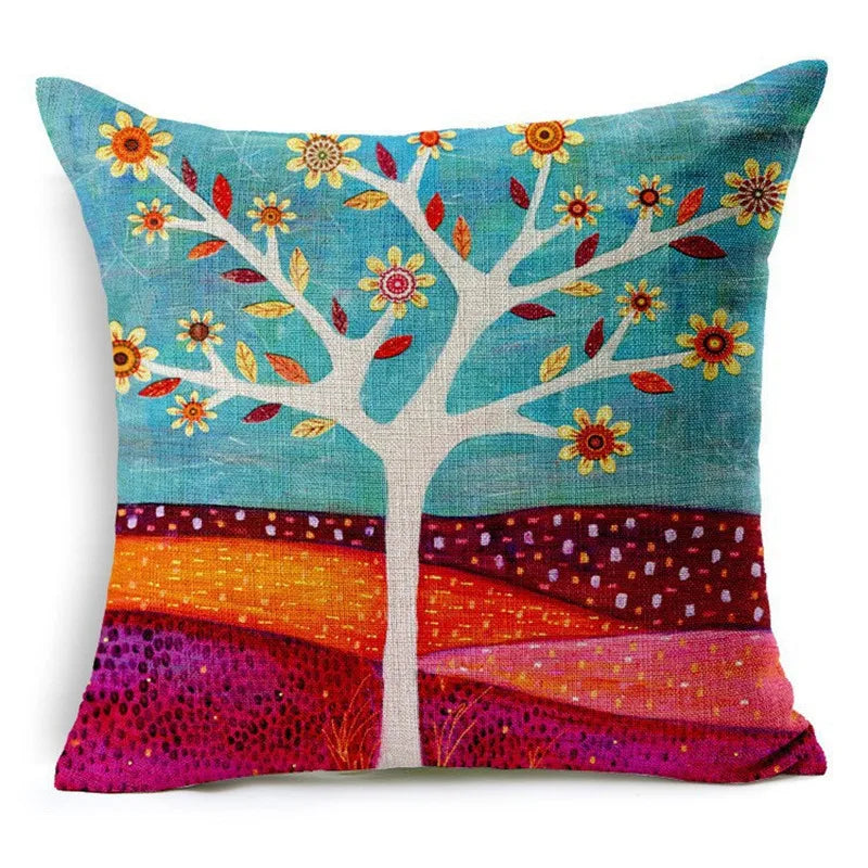 45x45cm cozy couch Cushion colorful Trees Printed home sofa pillow Bed Home Decorative Pillow square plain Fundas Para Almofadas